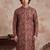 Mens grey modal floral printed calf length straight regular kurta with trouser