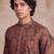 Mens grey modal floral printed calf length straight regular kurta with trouser