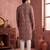 Mens grey modal floral printed calf length straight regular kurta with trouser