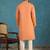 Mens peach modal embroidered calf length straight regular kurta with trouser