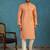 Mens peach modal embroidered calf length straight regular kurta with trouser