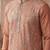 Mens orange modal embroidered calf length straight regular kurta with trouser