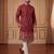 Mens maroon silk blend woven design calf length straight regular kurta