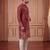 Mens maroon silk blend woven design calf length straight regular kurta