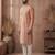 Mens orange modal embroidered calf length straight regular kurta with trouser