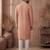 Mens orange modal embroidered calf length straight regular kurta with trouser
