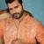 Mens orange modal embroidered calf length straight regular kurta