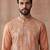 Mens orange modal embroidered calf length straight regular kurta with trouser