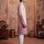 Mens pink silk blend woven design calf length straight regular kurta