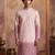 Mens pink silk blend woven design calf length straight regular kurta with trouser
