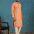 Mens peach modal embroidered calf length straight regular kurta