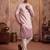 Mens pink silk blend woven design calf length straight regular kurta with trouser