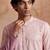 Mens pink silk blend woven design calf length straight regular kurta with trouser