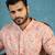 Mens multi viscose rayon embroidered calf length straight regular kurta