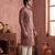 Mens grey modal floral printed calf length straight regular kurta