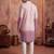 Mens pink silk blend woven design calf length straight regular kurta with trouser