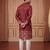 Mens maroon silk blend woven design calf length straight regular kurta with trouser