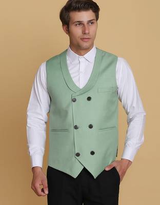 Leaf green waistcoat for men 1