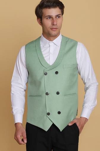 Leaf green waistcoat for men