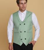 Leaf green waistcoat for men