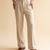 Men cream modal relaxed straight fit pleated trousers