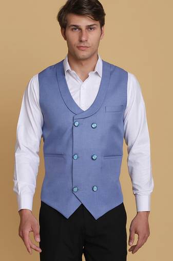 Light blue waistcoat for men