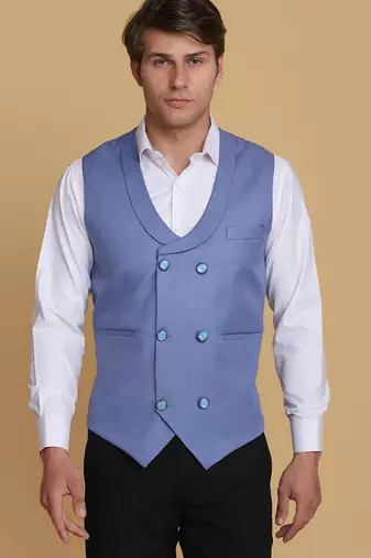 Light blue waistcoat for men