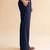 Men blue modal relaxed straight fit pleated trousers