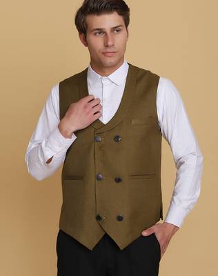 Mehndi green waistcoat for men 1