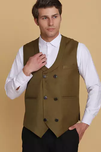 Mehndi green waistcoat for men
