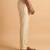 Men cream modal relaxed straight fit pleated trousers