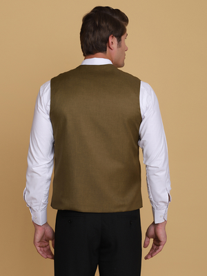 Mehndi green waistcoat for men 2