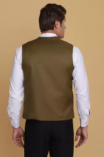 Mehndi green waistcoat for men
