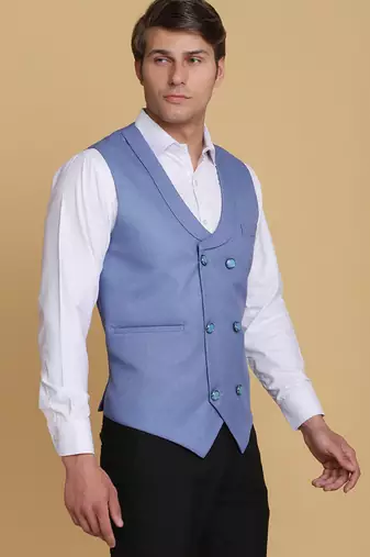 Light blue waistcoat for men
