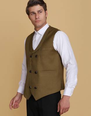 Mehndi green waistcoat for men 3