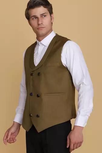 Mehndi green waistcoat for men