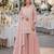 Peach chiffon semi stitched suit with embroidery thread & khatli work