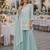 Blue chiffon semi stitched suit with embroidery thread & khatli work