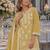 Yellow chiffon semi stitched suit with embroidery thread & khatli work