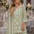 Green chiffon semi stitched suit with embroidery thread & khatli work