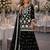 Black chiffon semi stitched suit with embroidery thread & khatli work