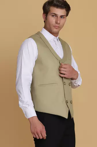 Green waistcoat for men