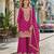Rani pink chinon semi stitched suit with embroidery coding & sequence work