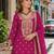 Rani pink chinon semi stitched suit with embroidery coding & sequence work