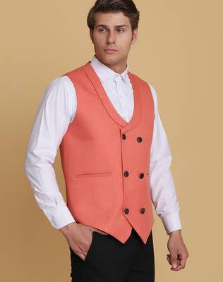 Peach waistcoat for men 3