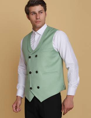 Leaf green waistcoat for men 4