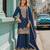 Teal chinon semi stitched suit with embroidery coding & sequence work