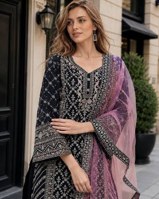 Maroon georgette suit with embroidery coding & sequin work 2