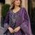 Purple georgette semi stitched suit with embroidery coding & sequence work
