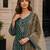 D green georgette semi stitched suit with embroidery coding & sequence work